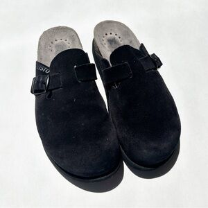 Mephisto Halina Footbed Clogs Black Suede